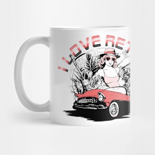 i love retro themed car and girl design Mug